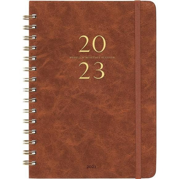 2023 Planner - Weekly & Monthly Planner 2023 with 12 Monthly Tabs - Brown - Picture 1 of 7